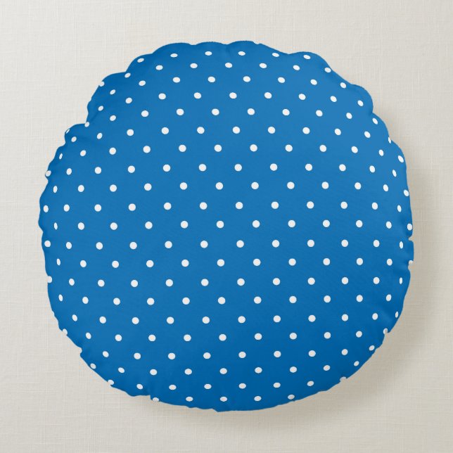 Cojín Redondo Seamless blue background polka dot pattern  (Anverso)