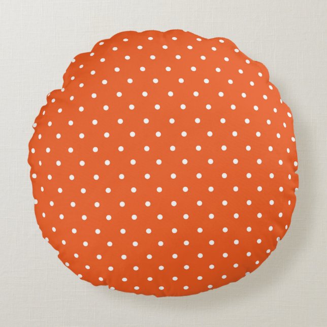 Cojín Redondo Seamless  bright orange background polka dot (Anverso)