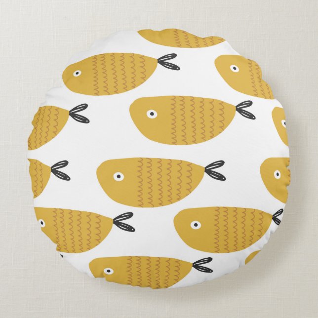 Cojín Redondo Seamless childish pattern with funny fishes. Creat (Anverso)