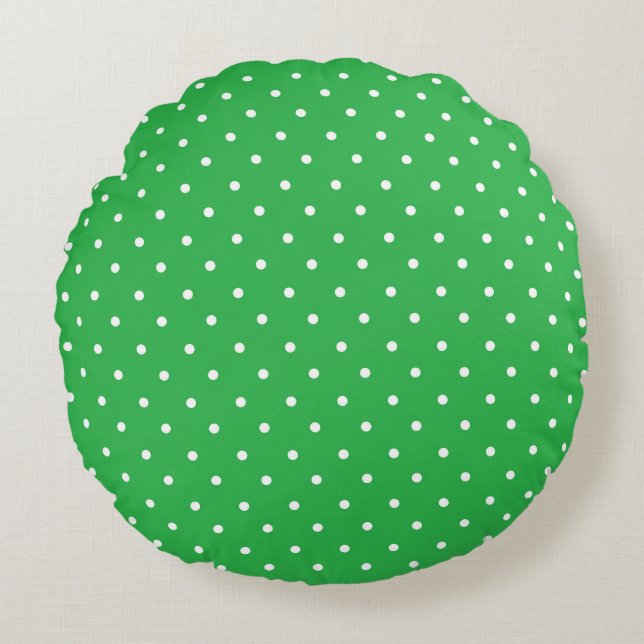 Cojín Redondo Seamless green background polka dot pattern (Anverso)