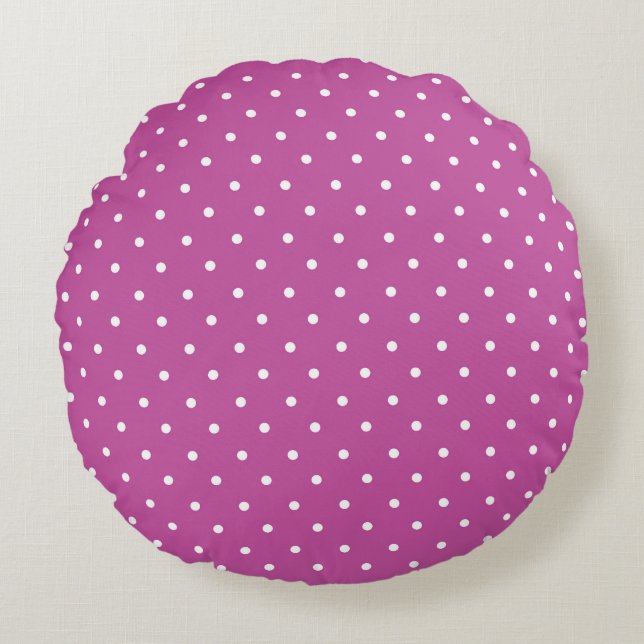 Cojín Redondo Seamless magenta background polka dot pattern (Anverso)