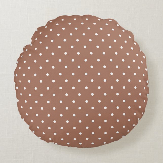 Cojín Redondo Seamless medium brown polka dot  pattern (Anverso)