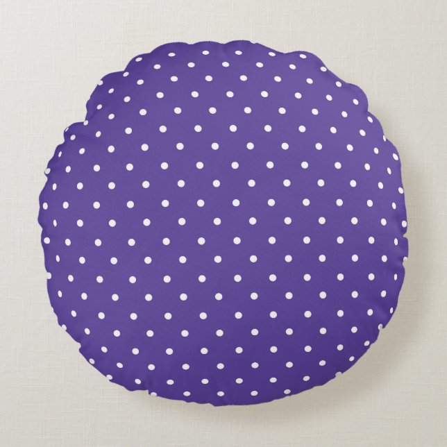 Cojín Redondo Seamless  medium purple polka dot pattern (Anverso)
