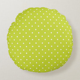 Cojín Redondo Seamless pattern  bright lime polka dot pattern