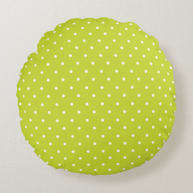 Cojín Redondo Seamless pattern  bright lime polka dot pattern (Anverso)