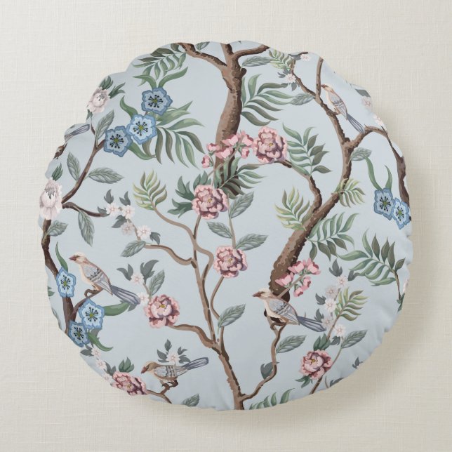 Cojín Redondo Seamless pattern in chinoiserie style with peonies (Anverso)