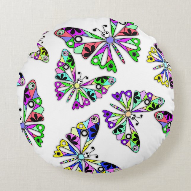 Cojín Redondo Seamless personalizado lindo niños divertidos abst (Anverso)