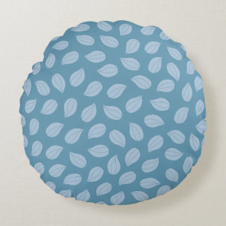 Cojín Redondo Seamless Soft Blue Leaf Pattern