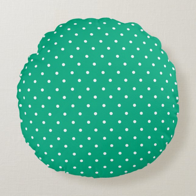 Cojín Redondo Seamless solid teal polka dot pattern (Anverso)