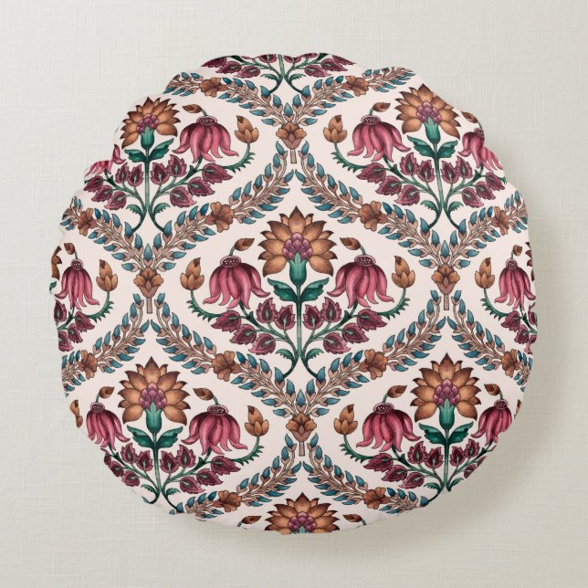 Cojín Redondo Seamless Traditional Mughalart,pattern,floral,flow (Anverso)