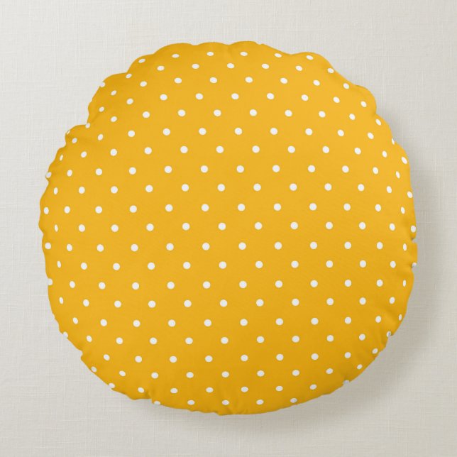 Cojín Redondo Seamless yellow-orange  polka dot  pattern  (Anverso)