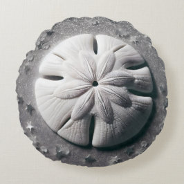 Cojín Redondo Seaside Serenity Sand Dollar White Silvery