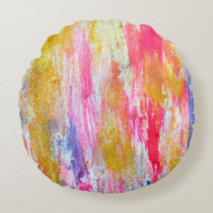 Cojín Redondo Secuencias abstractas de pinturas en la pared. Tex