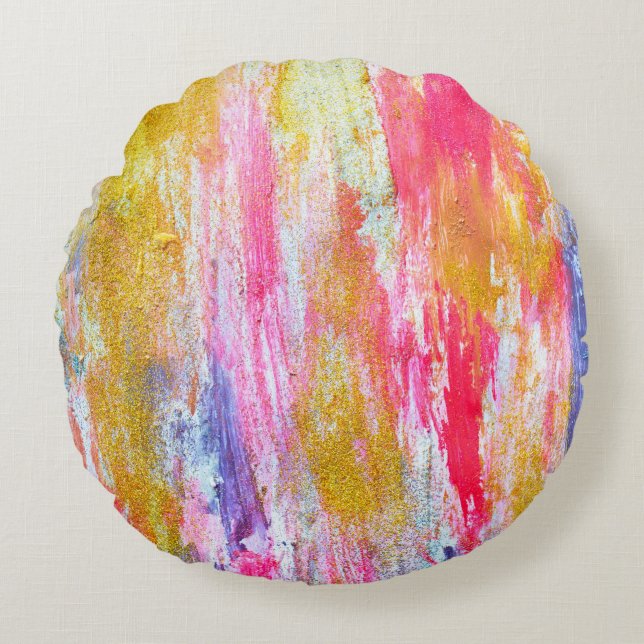 Cojín Redondo Secuencias abstractas de pinturas en la pared. Tex (Anverso)