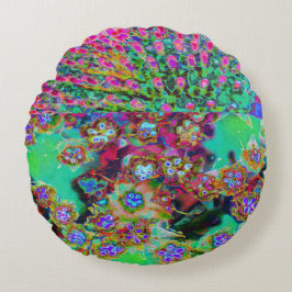 Cojín Redondo Sedum Morado Groovy Abstracto Psicodélico