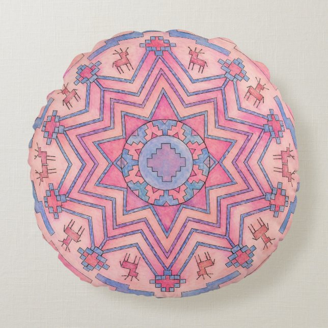 Cojín Redondo Seelenkreis Ethno Mandala Runde Kissen (Anverso)