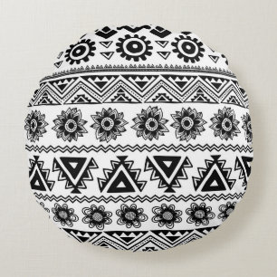 Cojín Redondo Segundo patrón tribal étnico, sin fisuras.