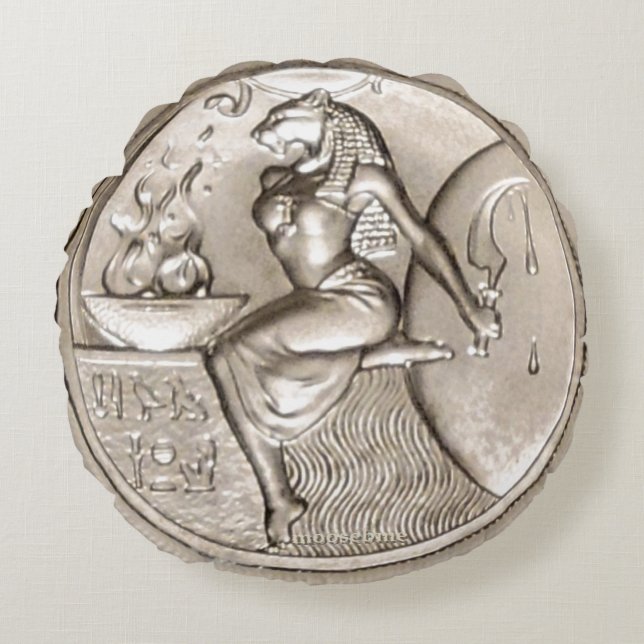Cojín Redondo Sekhmet Dos Ounce Sólido .999 Plata  (Anverso)