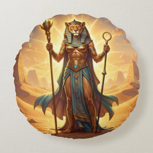 Cojín Redondo Sekhmet – Lion-Headed War Goddess´3 (Anverso)
