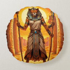 Cojín Redondo Sekhmet – Löwenköpfige Kriegsgöttin
