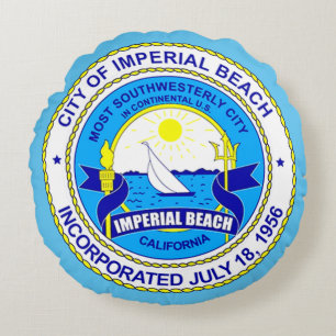 Cojín Redondo sello de la playa imperial, California