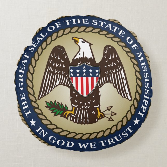 Cojín Redondo Sello de Misisipi (Estado de los Estados Unidos) (Anverso)