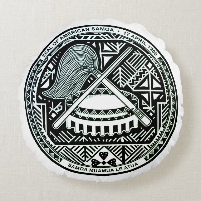Cojín Redondo Sello de Samoa Americana (Anverso)