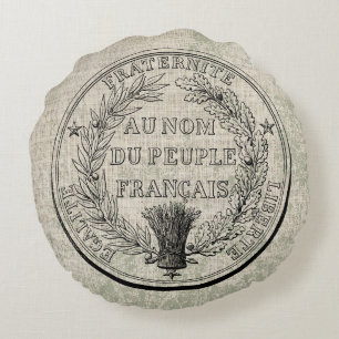 Cojín Redondo Sello Gran Antiguo de Francia