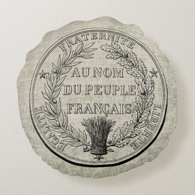 Cojín Redondo Sello Gran Antiguo de Francia (Reverso)