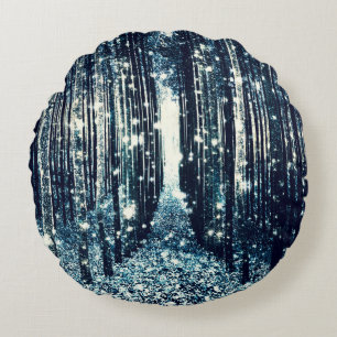 Cojín Redondo Selva mágica elegancia gris Verde azulada