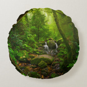 Cojín Redondo Selva tropical asiática, bosque, medio ambiente