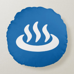 Cojín Redondo Señal Japonesa de Onsen ♨ Agua Termal 温泉