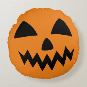 Cojín Redondo Sencilla calabaza de Halloween cara Fiesta miedo f