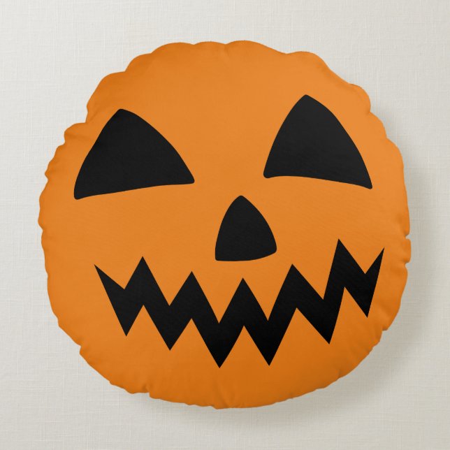 Cojín Redondo Sencilla calabaza de Halloween cara Fiesta miedo f (Anverso)