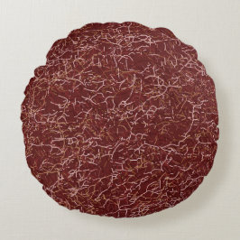 Cojín Redondo Sencillo Abstrato Thread Art Patrón rojo