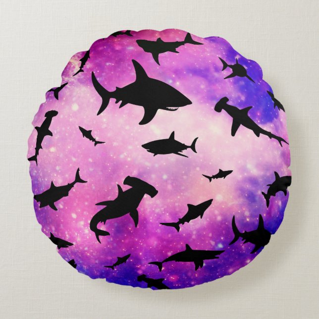 Cojín Redondo Sencillo pez tiburón mandíbula ballena patrón de g (Anverso)