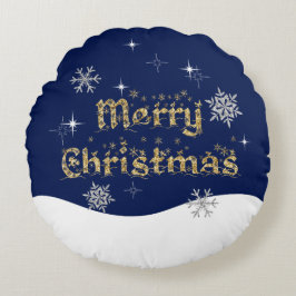 Cojín Redondo Sencillo Purpurina elegante de Navidades espumosos