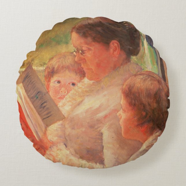 Cojín Redondo Señora Cassatt Reading a sus nietos, 1888 (Anverso)
