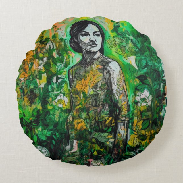 Cojín Redondo Señora del Misterio (Anverso)