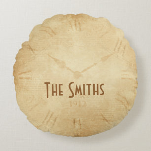 Cojín Redondo Sepia Clock Face Steampunk