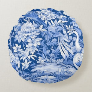 Cojín Redondo Serie Chinoserie Azul y Blanco Diseño 8