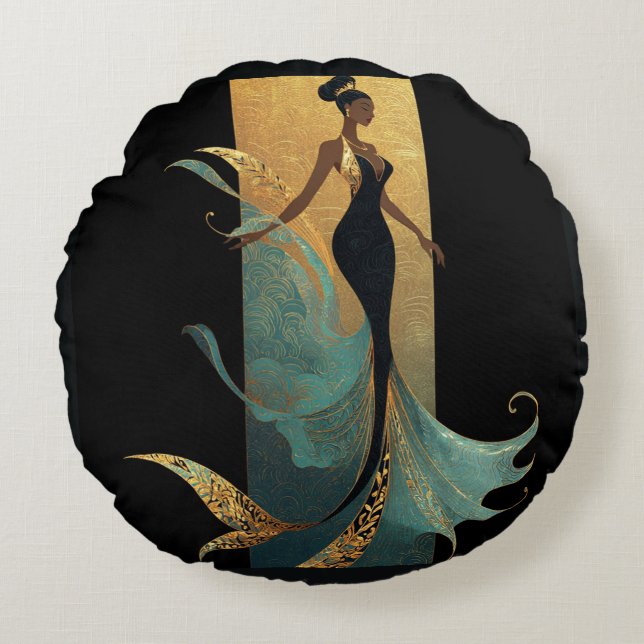 COJÍN REDONDO SERIE MERMAID NOIR #1  (Anverso)
