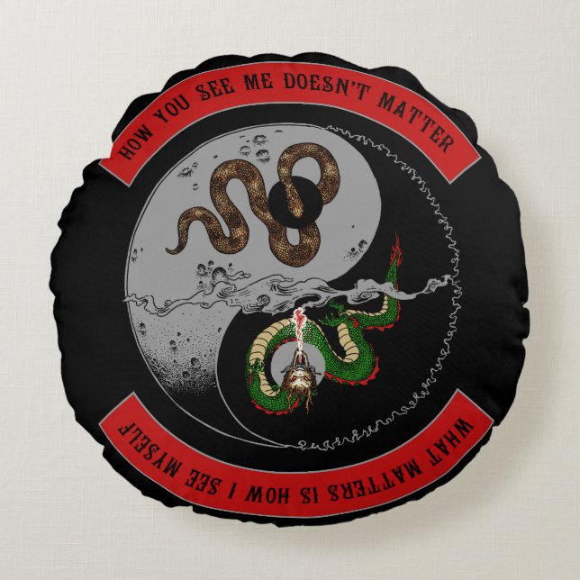 Cojín Redondo Serpiente/dragón Ying/almohada redonda del símbolo (Anverso)