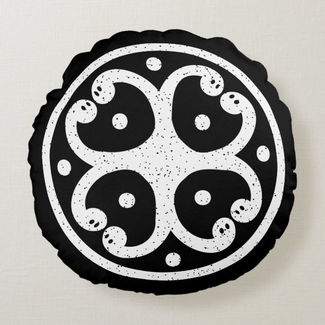 Cojín Redondo Serpientes nórdicas tribales celtas (Anverso)