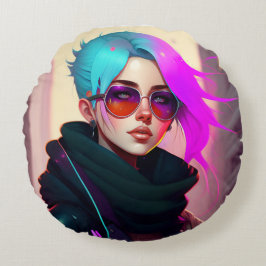 Cojín Redondo Sewer Emo Punk Lady