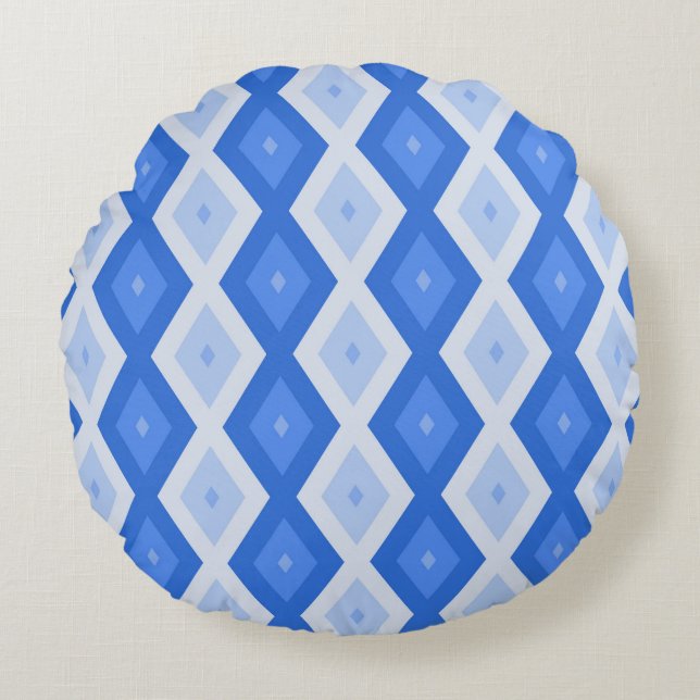 Cojín Redondo Shades of blue diamond pattern (Anverso)