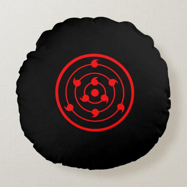 Cojín Redondo Sharingan Eyes Black  (Anverso)