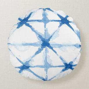 Cojín Redondo Shibori Tie Dye Triangle Pattern Round Pillow