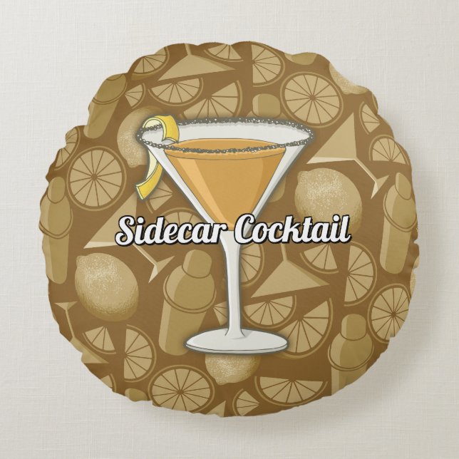 Cojín Redondo Sidecar Cocktail (Anverso)