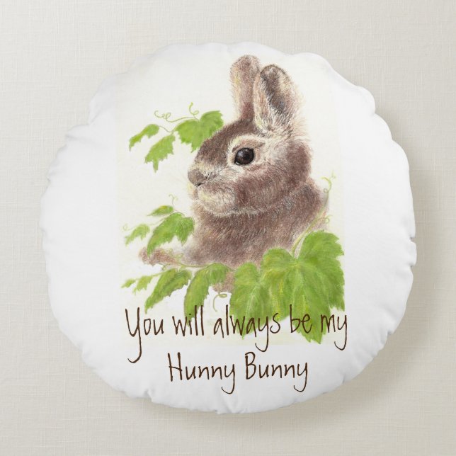 Cojín Redondo Siempre sea mi cita de Hunny Bunny Rabbit (Anverso)
